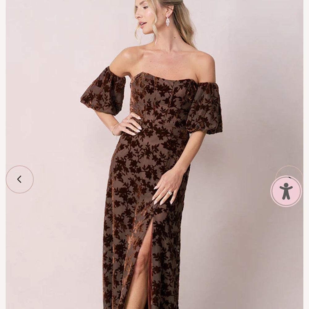 Elegant Brown Off-Shoulder Dress